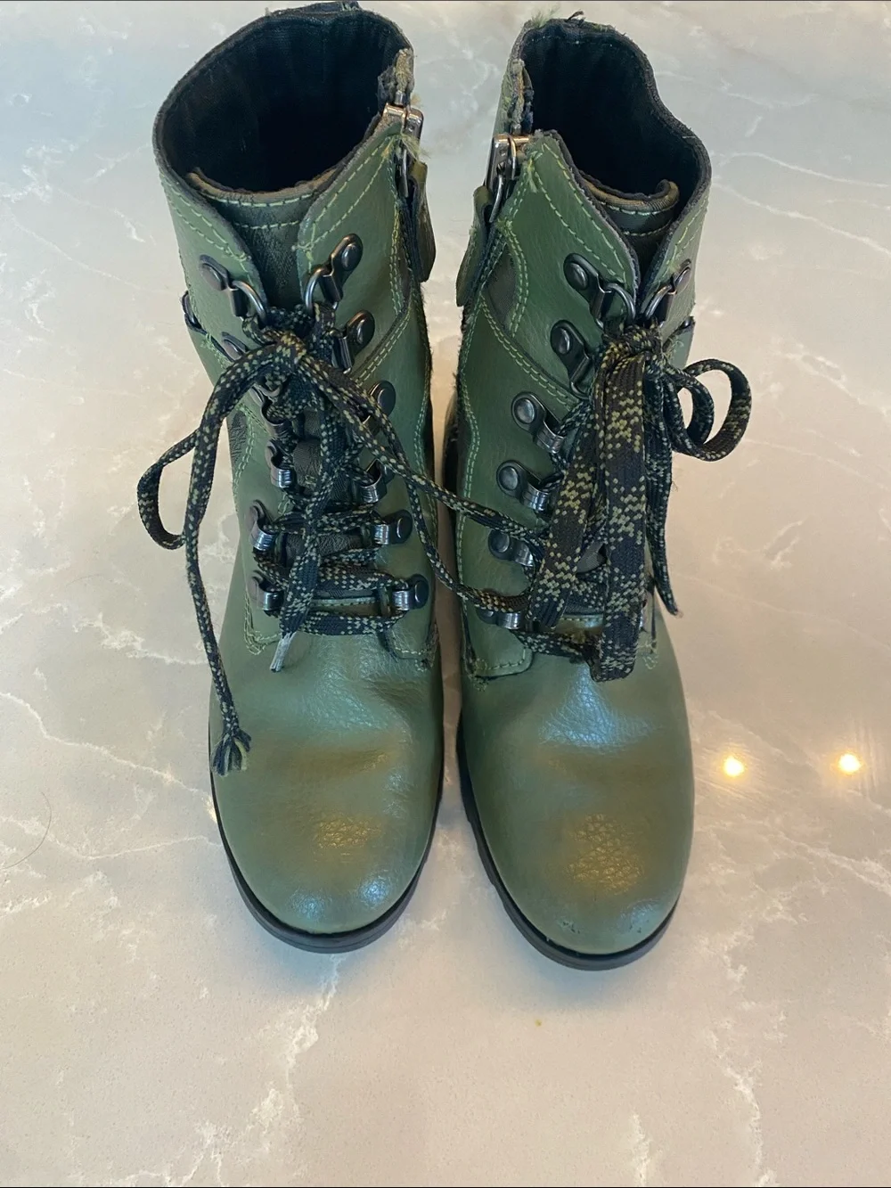 Sorel Kids Girls Olive Green Lace-Up Waterproof Boots - camo print -fall fashion